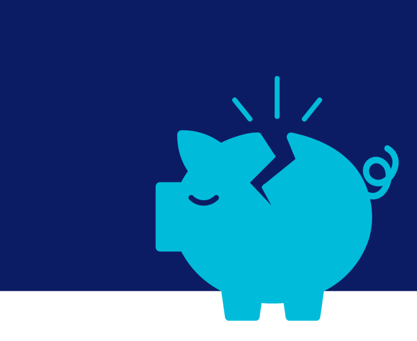 Financial Stress Index - illustration of a blue broken piggy bank